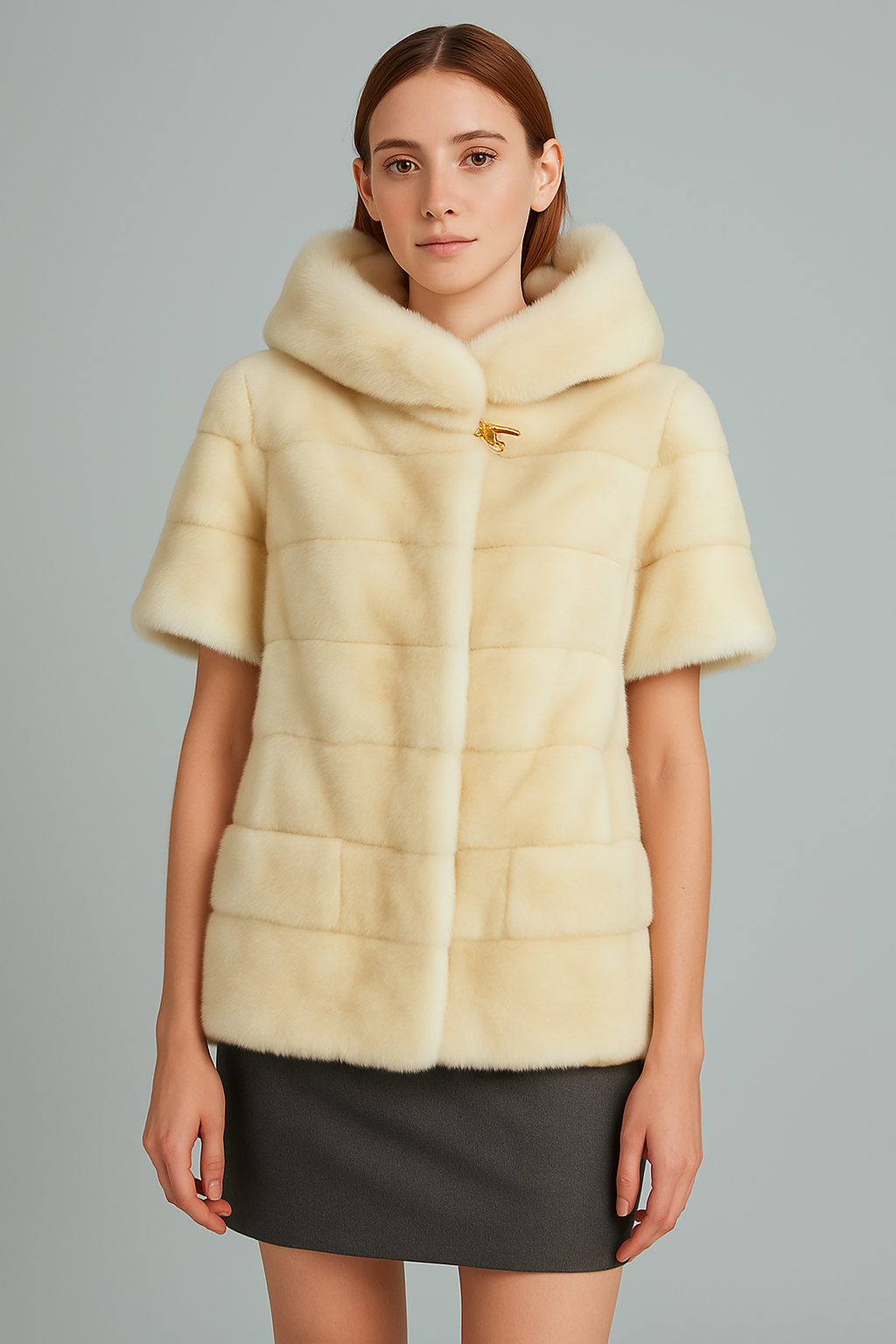 후드 밍크 베스트